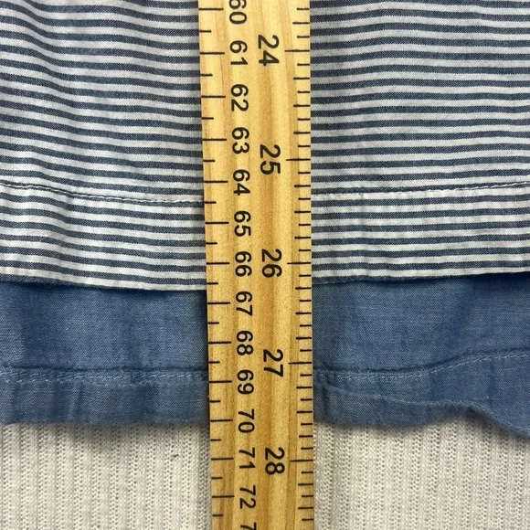 Style & Co. Striped Embroidered Floral Blouse LARGE Boho Cottagecore Lightweight - Picture 13 of 13